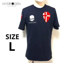 【美品】HYDROGEN スカル 刺繍 ワッペン ドクロ ネイビー Lサイズ