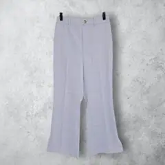 【裾スリット　フレアパンツ】　オフィス　スラックス　入学式　フォーマル　無地
