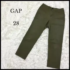 美品【GAP】ギャップ カジュアルストレッチパンツ 28 カーキ ゴムウエスト