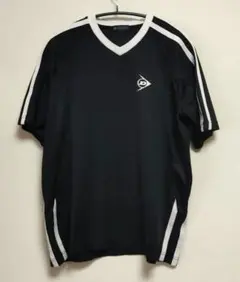 メッシュ Vネック テニス Tシャツ M ブラック　ダンロップ