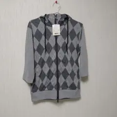 送込！メンズ 七分丈パーカー(M)グレー