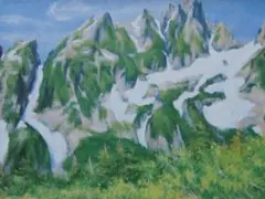 足立源一郎、【愛別岳・比布岳】、希少な大判額装用画集より、美品、日本人画家 足立源一郎、【愛別岳・比布岳】、希少な大判額装用画集より、美