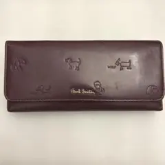 ポールスミス 長財布 犬柄 えんじ色 Paul smith