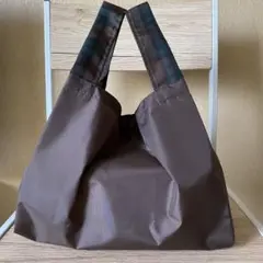 エコバッグ　ハンドメイド　コンビニ　お弁当　折り畳み　撥水　コンパクト　焦茶