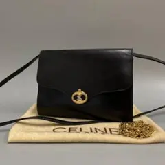 美品 保存袋付 セリーヌ マカダム ブラゾン カーフレザー ショルダーバッグ