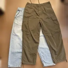 ユニクロ　ワイドデニム　パラシュートカーゴパンツ　セット