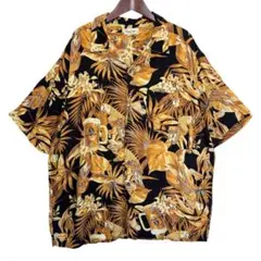 Panama Jack 開襟 総柄 リーフ ビール アロハシャツ XL 海外古着