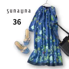 SunaUna（スーナウーナ）花柄ワンピース（サイズ36）ネイビー
