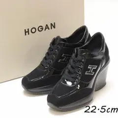 B7675■ホーガン 厚底 スエード×エナメル スニーカー 35.5