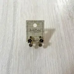 イヤリング お花 黒