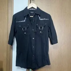 00s OMKOS vkei y2k ギャル男ブラック シャツ Mパンクグランジ