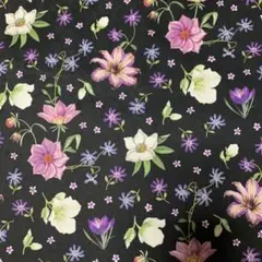 輸入生地 Fleurs お花S 黒