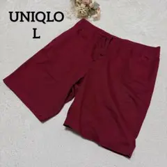 【ユニクロ】ショートパンツ L 赤 カジュアル 短パン ウエストゴム メンズ 夏