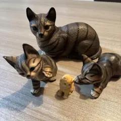 ヴィンテージ 子猫 インテリア ネコ Demain陶器製 キジトラ 3体セット