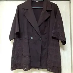 【毎日値引き！】ジーナシス ブラウン ダブルボタン 半袖シャツ