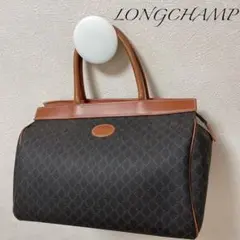 極美品 LONGCHAMP ロンシャン ミニボストンバッグ 総柄 レザー A4