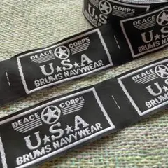 刺繍タグ　10枚セット　USA 黒×白　軍物