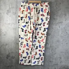 Y5466古着　柄パンツ　パジャマ　パジャマ　クリーム　90s Y2K