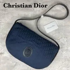 ディオール トロッター柄 ワンショルダーバッグ ゴールド金具 キャンバス 紺色