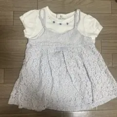 総レース重ね着風チュニックTシャツセット 110 cm