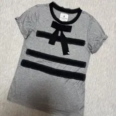 LANVINランバン★ロゴプレート&ストーン付Tシャツ★リボンモチーフ38