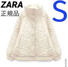 ラスト1点 Zaraフラワーキルティングジャケット ハイネック 長袖 花柄 刺繍