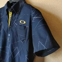 オークリー 半袖 シャツ M ポロシャツ ゴルフウェア OAKLEY メンズ 紺