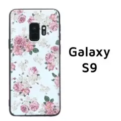Galaxy S9 ケース 白 ローズ 花