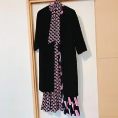 柄物プリーツワンピース
