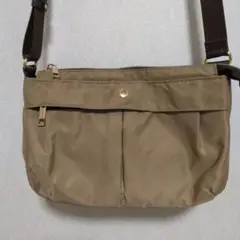 ベージュ ナイロン ショルダーバッグ