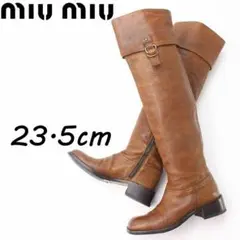 A4939■miu miu ミュウミュウ レザー ロングブーツ 36.5