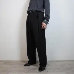 PERRY ELLIS ダブルスラックスパンツ 無地 ブラック/YW15