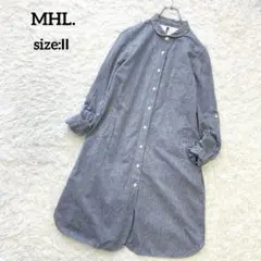 MHL.エムエイチエル シャツロングワンピース コットン インディゴ Ⅱ