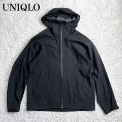 美品 UNIQLO ブロックテックパーカ 3Dカット ブラック L