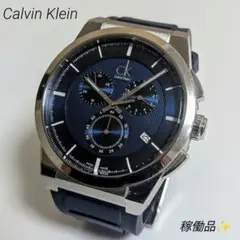 【稼働品】Calvin Klein ダート クロノグラフ 腕時計 ネイビー