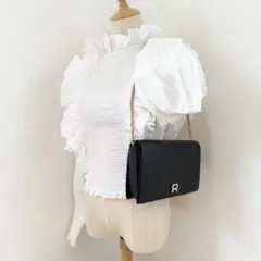 美品✨ロシャス　チェーン　ワンショルダー　バッグ　ブラック　Rロゴ