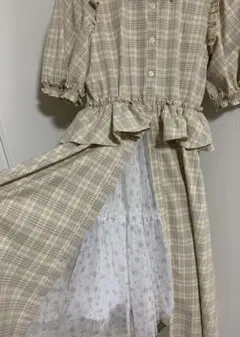 シャツワンピース(5分袖)＆チュールスカートセット by rokh Lサイズ