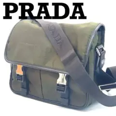 希少 美品 PRADA ショルダーバッグ メッセンジャーバッグ カーキ