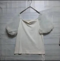 新品 アラマンダ アイボリー パフスリーブ トップスボリュームスリーブ