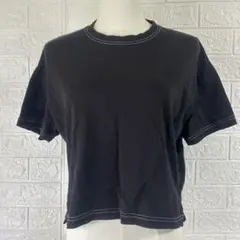 【美品】黒 ショート丈 半袖Tシャツ ローリーズファーム　Fサイズ