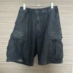 WORKMAN COLORSブラックデニムカーゴショートパンツ