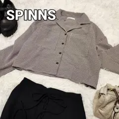 SPINNS【F】チェック柄 シャツ ジャケット ショート丈