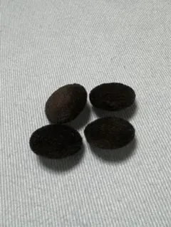 珍しい 別珍 くるみボタン ブラウン 4個 力ボタン付き 高級ボタン 足つき