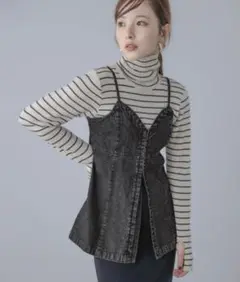 AMELY エメリー デニム キャミソール ビスチェ ブラック