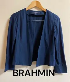 BRAHMIN ブラーミン　ノーカラージャケット　薄手　羽織　ネイビー　38