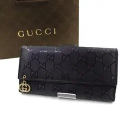 ✨美品✨GUCCI 長財布 GG柄 インプリメ PVC ネイビー ワンポイント
