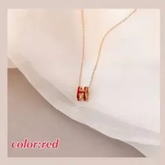 H型ネックレス レディース レッド 韓国