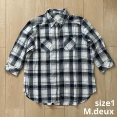 M.deux コットンチェック柄シャツ 7分袖 サイズ1
