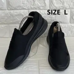 ING 撥水スリッポン 黒 SIZE L 厚底ウェッジソール