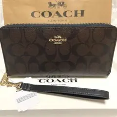 ギフト⭕️ 新作 コーチ 長財布 ダークブラウン レディスメンズ